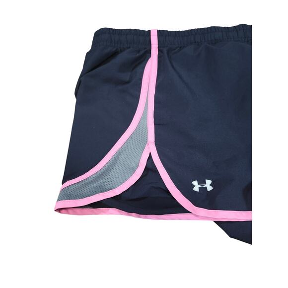 Under Armour Heat Gear Semi Fitted Black Pink Athletic Gym Shorts M Activewear - Picture 7 of 8